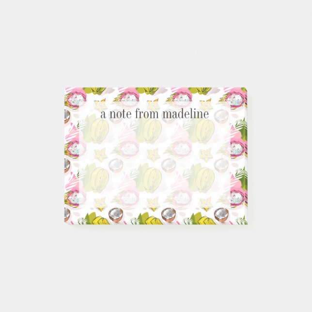 Notas Post-it® Modelo texturizado carta blanca de la fruta (Anverso)