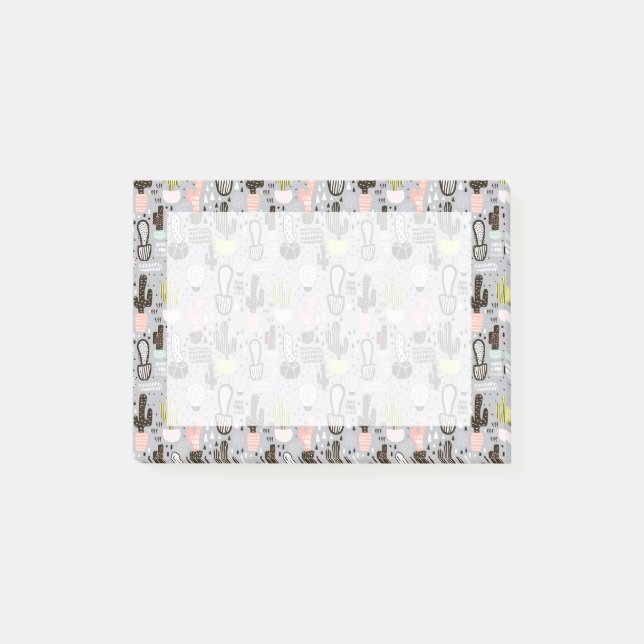 Notas Post-it® Modelo texturizado dibujado mano del cactus (Anverso)