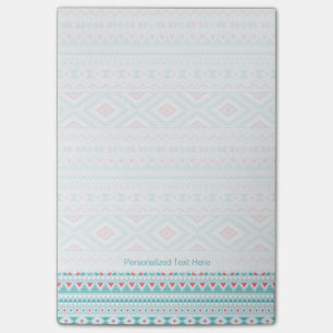 Notas Post-it® Modelo tribal azteca verde azulado y rosado