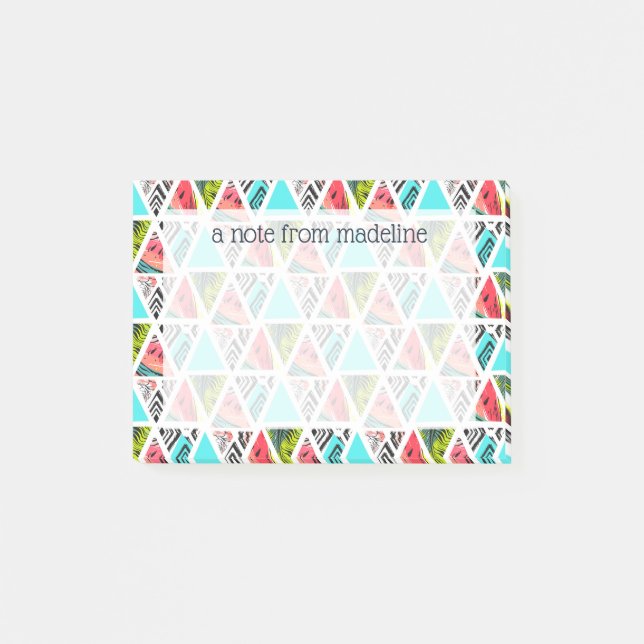 Notas Post-it® Modelo tropical abstracto colorido (Anverso)