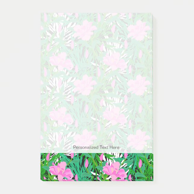 Notas Post-it® Modelo tropical con las flores de la selva (Anverso)