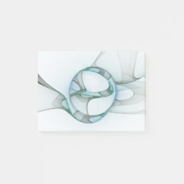 Notas Post-it® Modern Abstract Fractal Art Blue Turquoise Gray