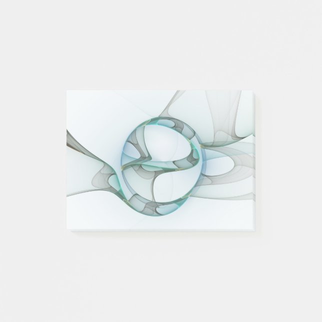 Notas Post-it® Modern Abstract Fractal Art Blue Turquoise Gray (Anverso)