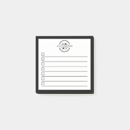 Notas Post-it® Modern Black White Monogram Name To Do List