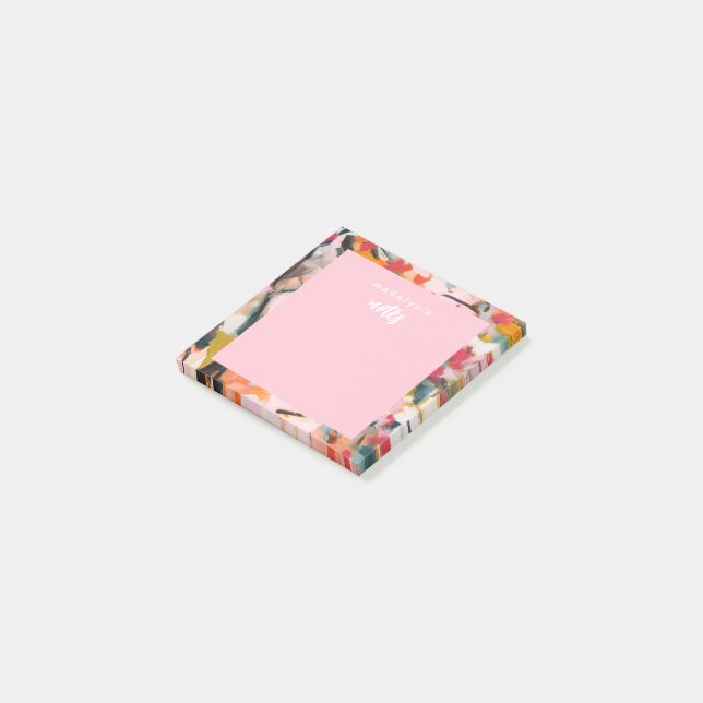 Notas Post-it® Modern Botanical Abstract Art Pink (En perspectiva)