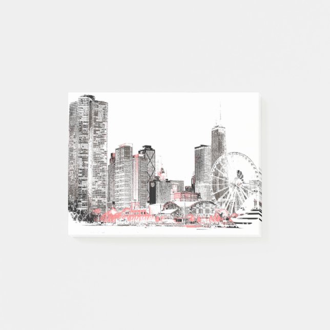 Notas Post-it® Modern Chicago Skyline (Anverso)
