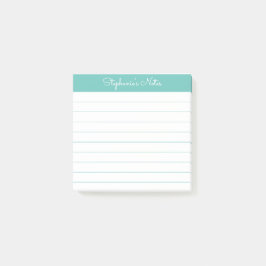 Notas Post-it® Modern Elegant Aqua Personalized Lined