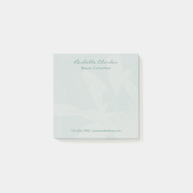 Notas Post-it® Modern Elegant Green Script Personalized Business (Anverso)