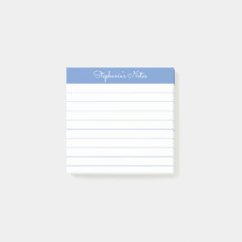 Notas Post-it® Modern Elegant Periwinkle Blue Personalized Lined