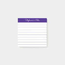 Notas Post-it® Modern Elegant Royal Purple Personalized Lined