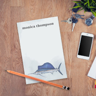 Notas Post-it® Modern Elegant Watercolor Simple Blue Sailfish