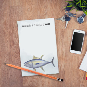 Notas Post-it® Modern Elegant Watercolor Simple Blue Tuna Fish