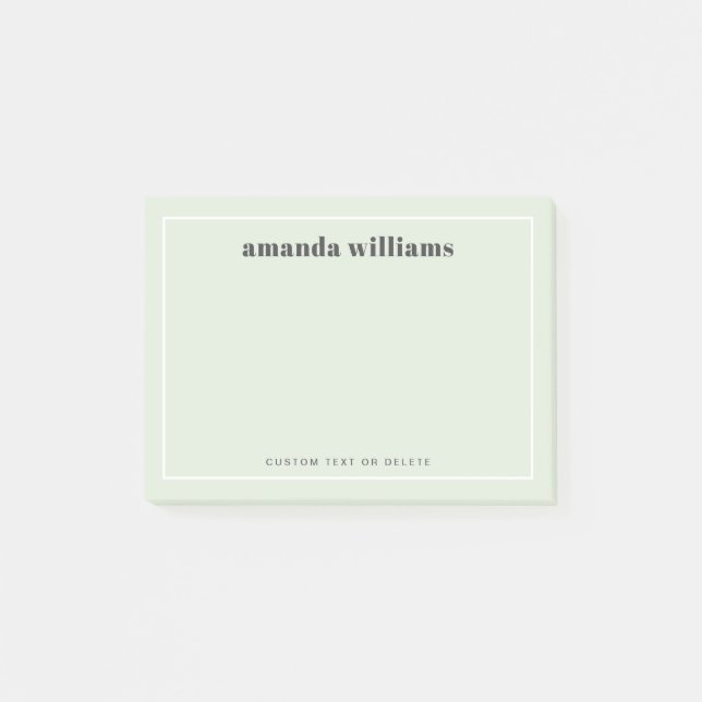 Notas Post-it® Modern light sage green custom name and text (Anverso)