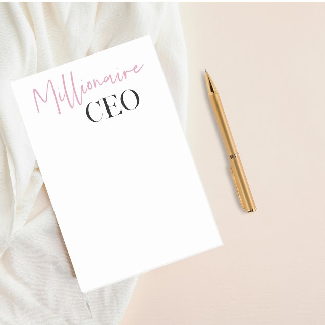 Notas Post-it® Modern Minimal Millionaire CEO | Rosa Y Negro (Subido por el creador)