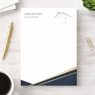 Notas Post-it® Modern Navy Gold Luxury Realtor estate Agent