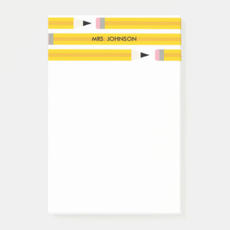 Notas Post-it® Modern Pencil Teacher Personalized