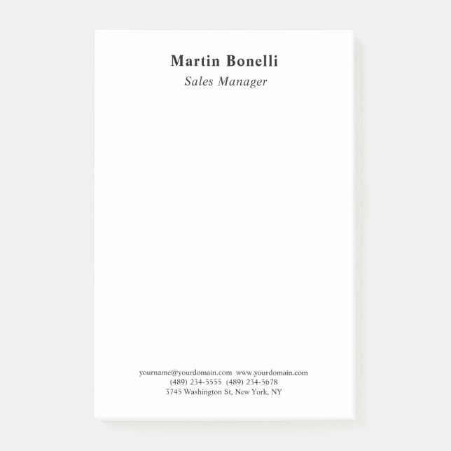 Notas Post-it® Modern Professional Plain Black & White Classical (Anverso)