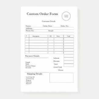 Notas Post-it® Modern Small Business custom order Sales Receipt