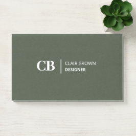 Notas Post-it® Modern Stylish Forest Green Monogram Notes