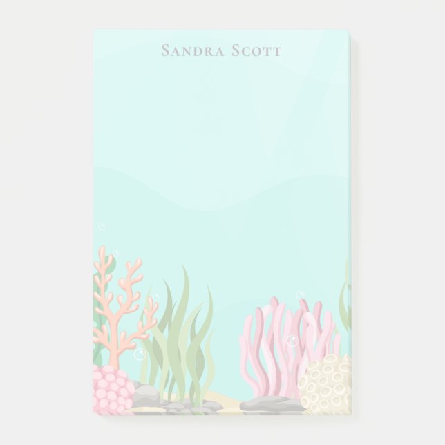 Notas Post-it® Modern Trendy Simple Tropical Sea Girly  (Anverso)