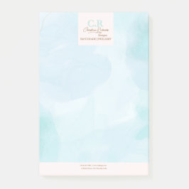 Notas Post-it® Moderna acuarela Verde azulada azul