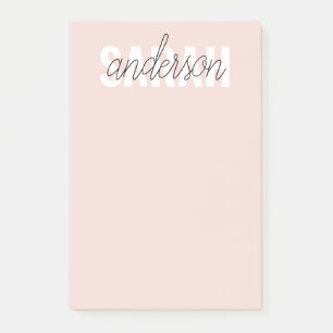 Notas Post-it® Moderna Belleza Rosa Pastel Personalizada Nombre
