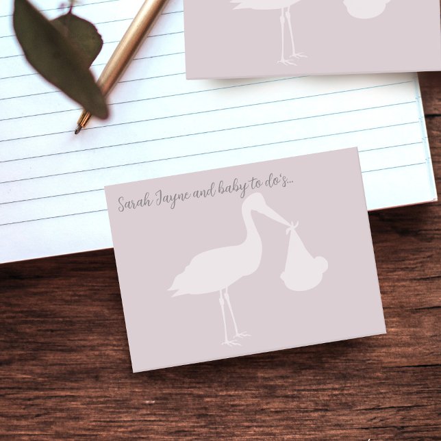 Notas Post-it® Moderna cigüeña rosada Baby Shower Post it Notes (Subido por el creador)