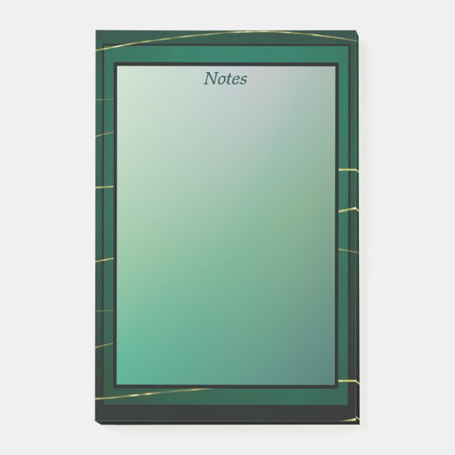 Notas Post-it® Moderna Moda Elegante Verde Y Oro (Anverso)