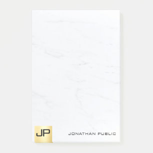 Notas Post-it® Moderna Plantilla Simple Elegante Oro Y Mármol