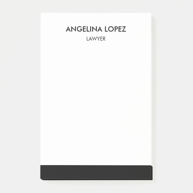 Notas Post-it® Moderna profesión personalizada en blanco y negro (Anverso)
