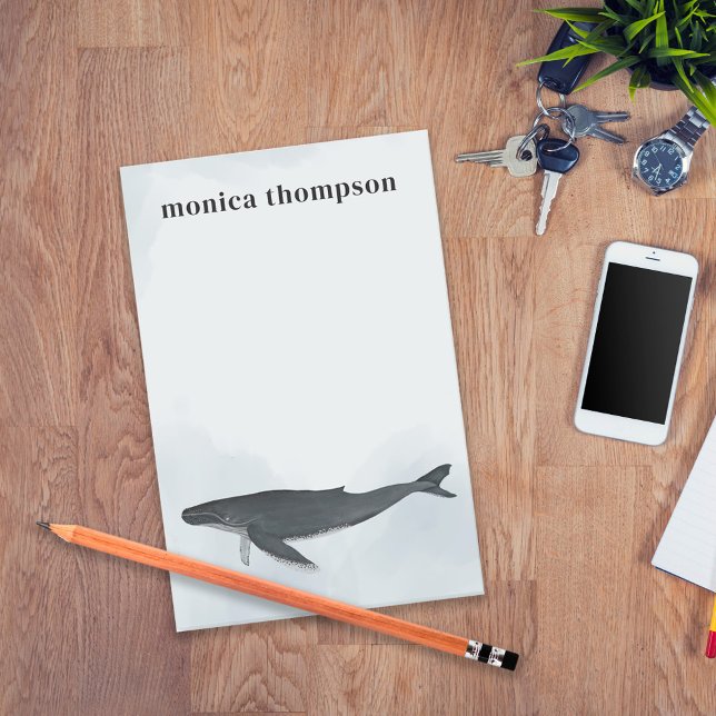 Notas Post-it® Moderna y elegante acuarela ballena jorobada (Subido por el creador)