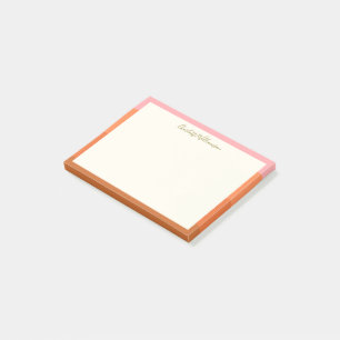 Notas Post-it® Moderna y elegante frontera Naranja rosa personali