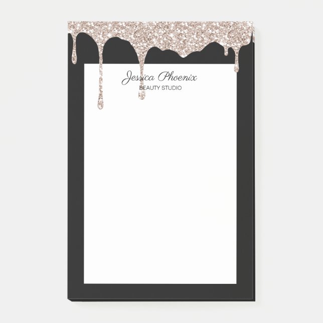 Notas Post-it® Moderner Glamour  Beige Gold Schwarz Glitter (Anverso)
