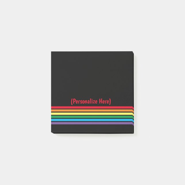 Notas Post-it® Moderno arcoiris negrita sobre fondo negro (Anverso)