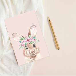 Notas Post-it® Moderno Bunny De Color Rosa Pastel Con Flores