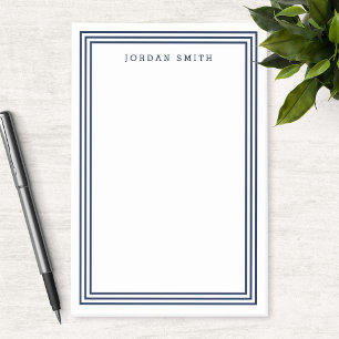 Notas Post-it® Moderno clásico blanco con triples fronteras azul