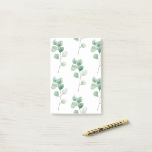 Notas Post-it® Moderno color de agua Eucalipto Patrón verde