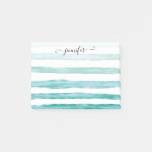 Notas Post-it® Moderno color de agua verde Verde azulado franjas