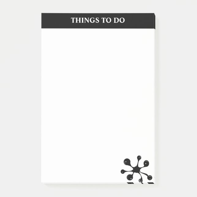 Notas Post-it® Moderno elegante negro y blanco (Anverso)