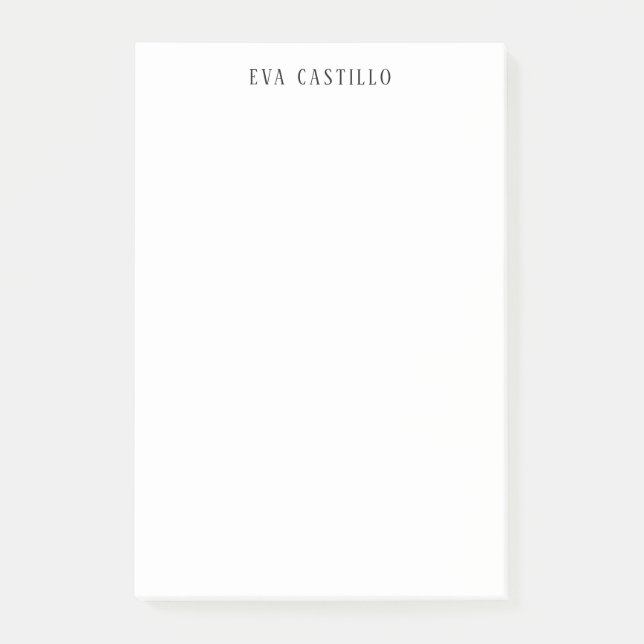 Notas Post-it® Moderno Elegante Simple Blanco Profesional Nombre  (Anverso)