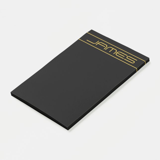 Notas Post-it® Moderno estilo Editable Gold Text & Line Stripes (En perspectiva)