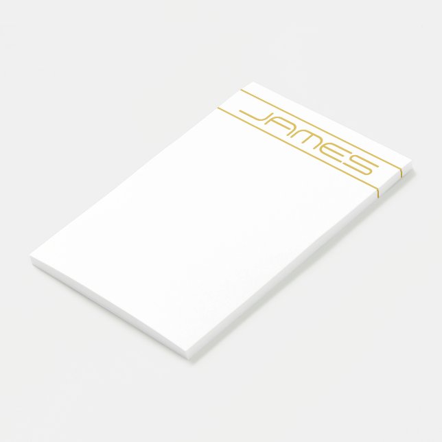Notas Post-it® Moderno estilo Editable Gold Text & Line Stripes (En perspectiva)