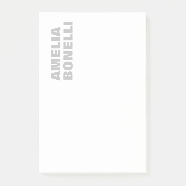 Notas Post-it® Moderno Gris Blanco Negrita Profesional Minimalist (Anverso)