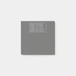 Notas Post-it® Moderno, gris sobre gris oscuro, iniciales y logot