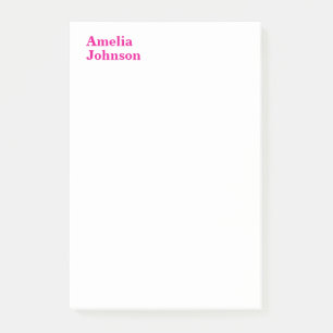 Notas Post-it® Moderno Hot Pink Name Profesional Minimalista