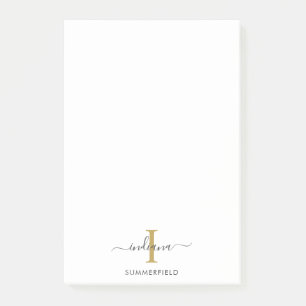 Notas Post-it® Moderno Monograma Inicial Elegante Script Business