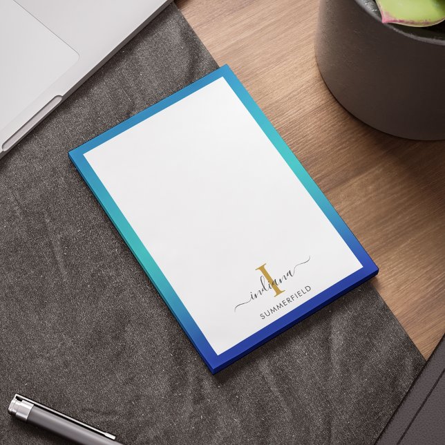 Notas Post-it® Moderno Monograma Inicial Elegante Script Business (Modern Monogram Initial Elegant Script Business Post-it Notes)