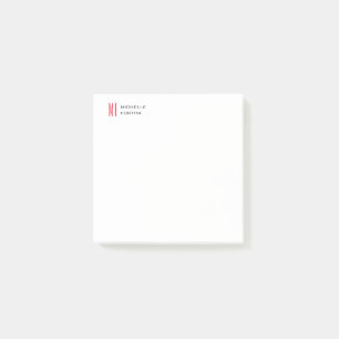 Notas Post-it® Moderno Monograma Minimalista Inicial Llanto Rojo