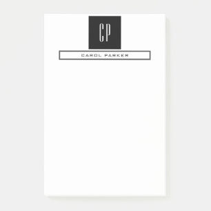 Notas Post-it® Moderno Monograma Profesional Simple Mínimo