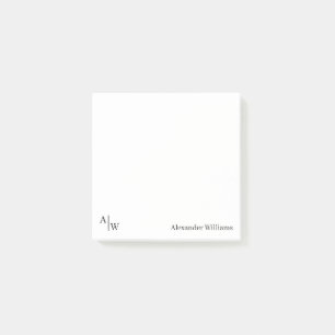 Notas Post-it® Moderno Monograma Profesional Simple Negro Mínimo